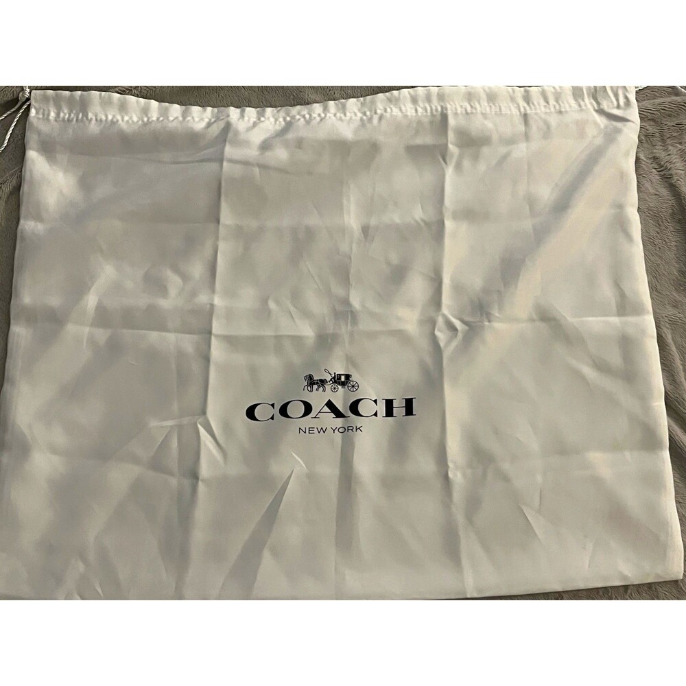 Coach New York Large White Satin Drawstring Dust Bag 23x19 Horse Carriage Logo